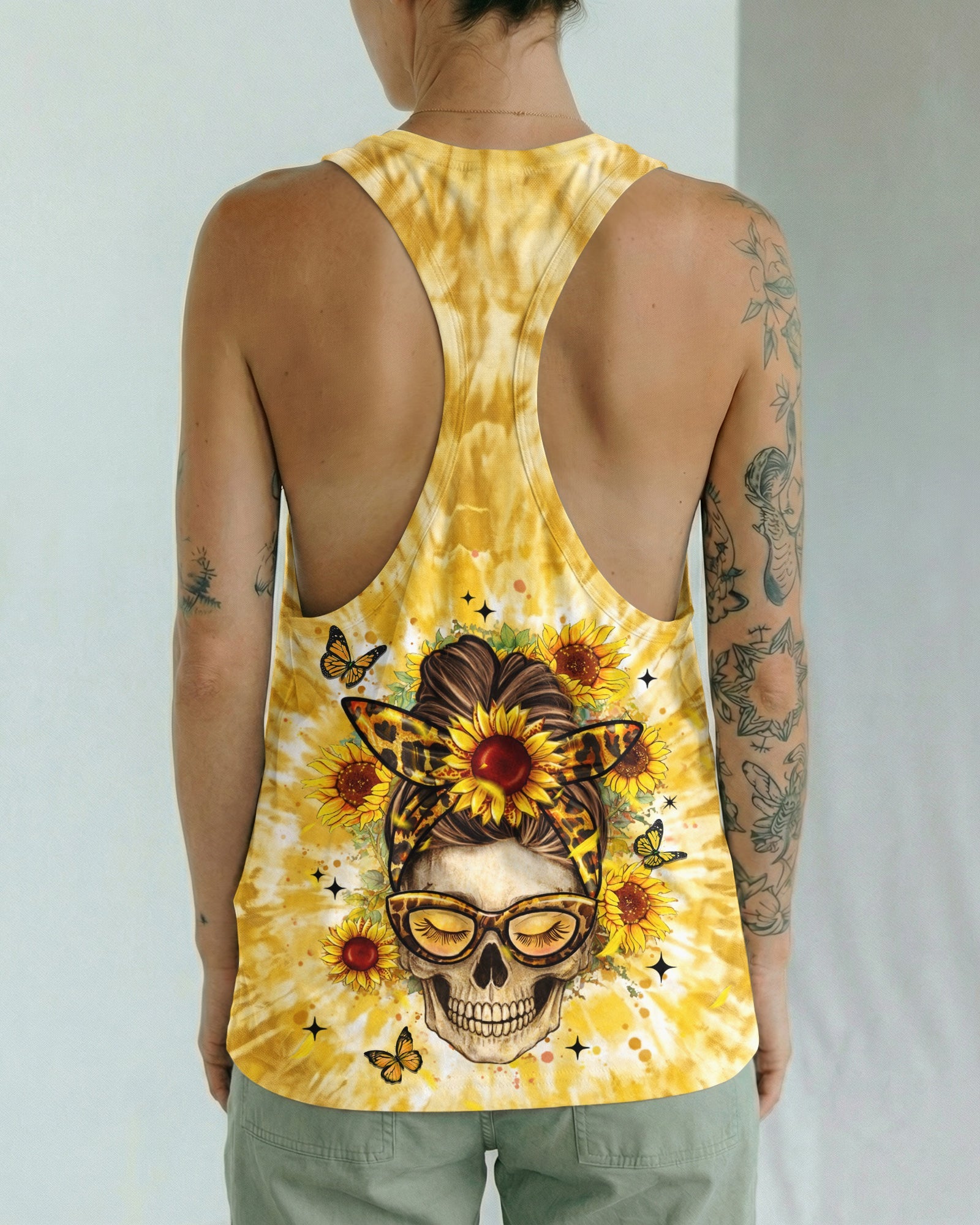 ZERO F GIVEN SUNFLOWER MESSY BUN SKULL ALL OVER PRINT  - TLHN1604263