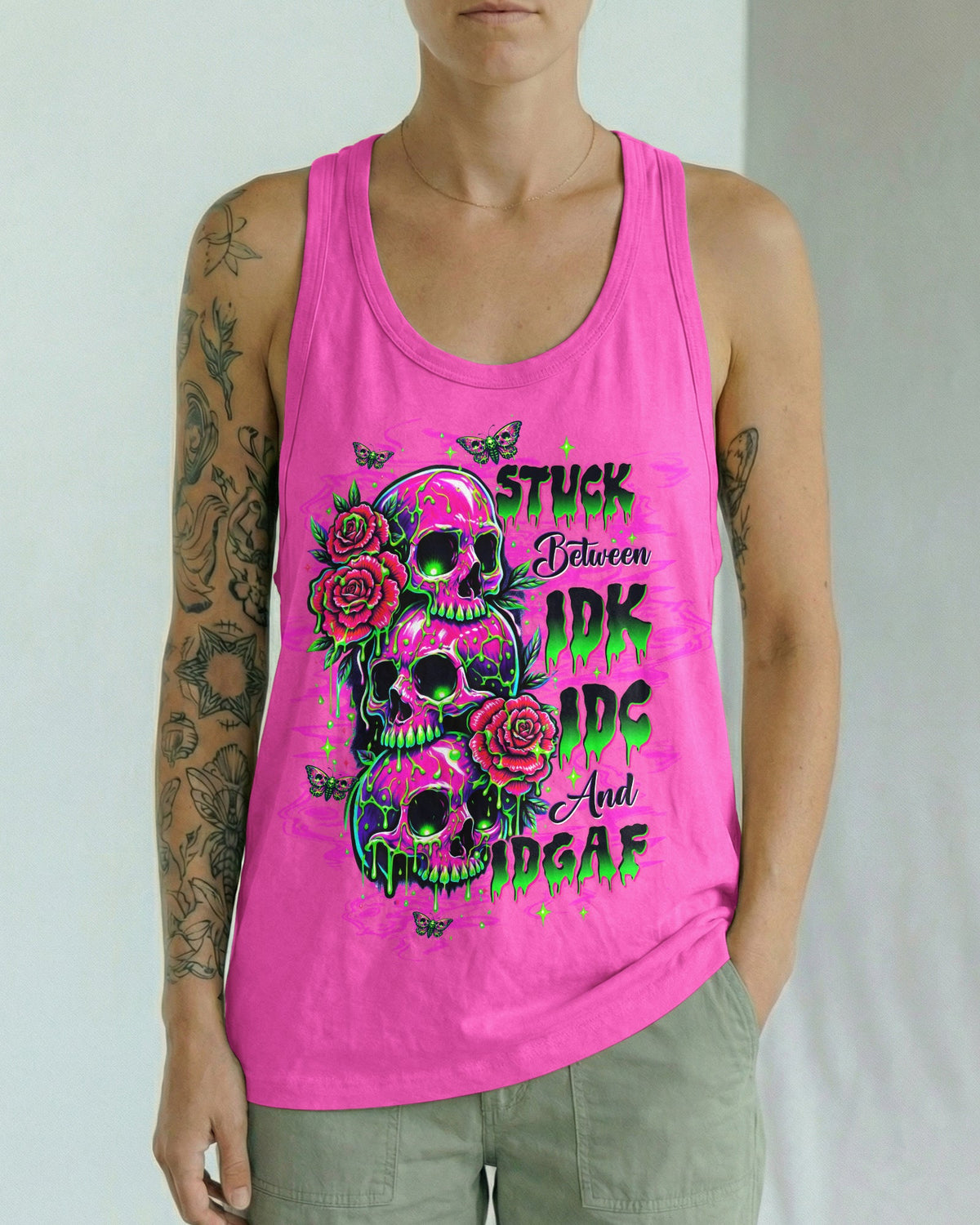 STUCK BETWEEN IDK IDC AND IDGAF SKULL ALL OVER PRINT -  TLTW0303261