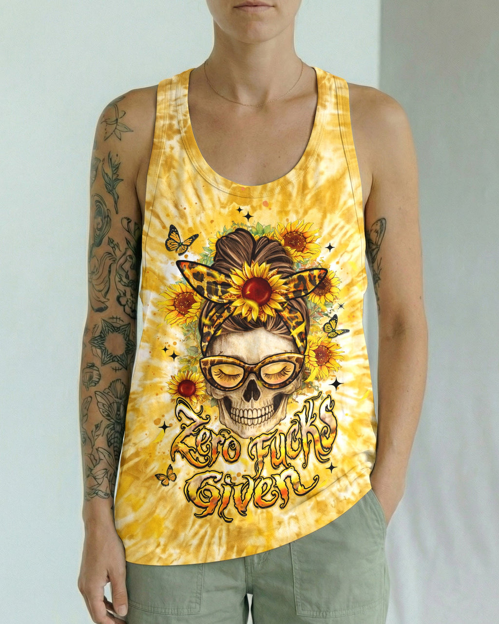 ZERO F GIVEN SUNFLOWER MESSY BUN SKULL ALL OVER PRINT  - TLHN1604263