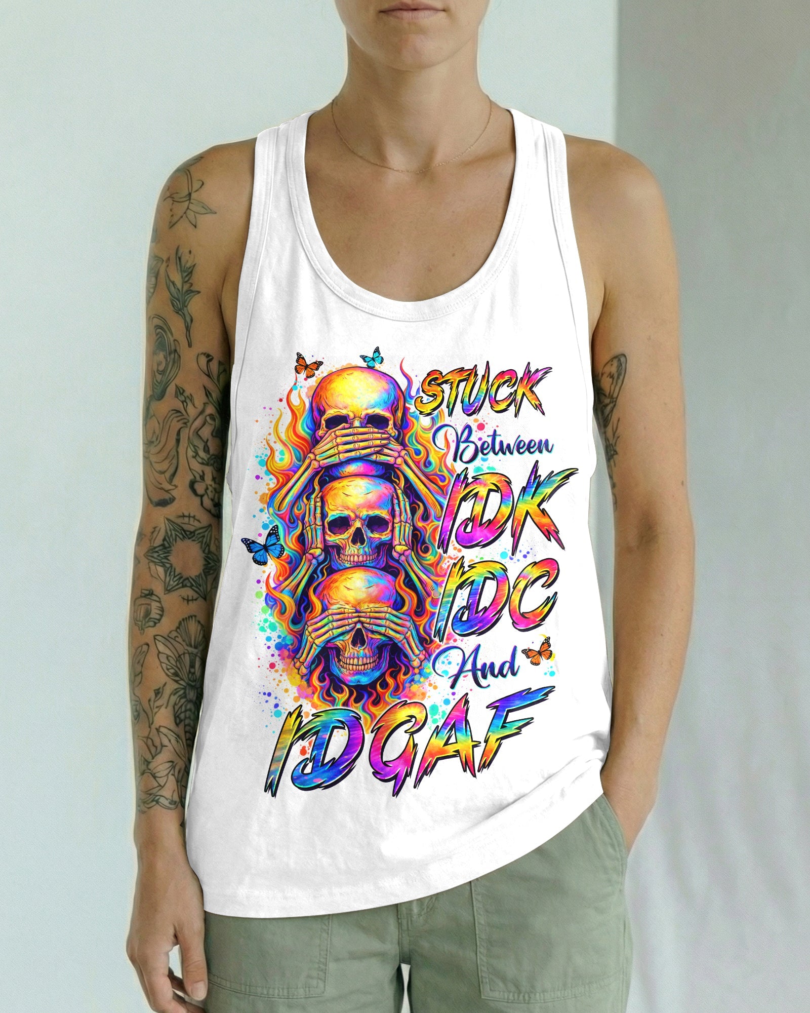 STUCK BETWEEN IDK IDC AND IDGAF SKULL ALL OVER PRINT   - TLTW3003262