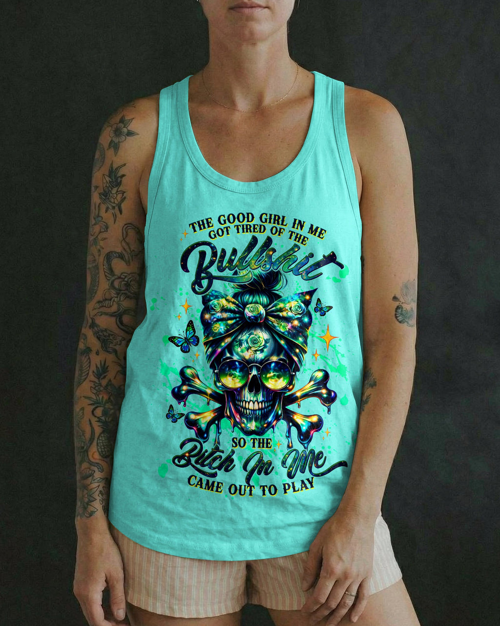 THE GOOD GIRL IN ME MESSY BUN SKULL  ALL OVER PRINT -  TLTW0303263