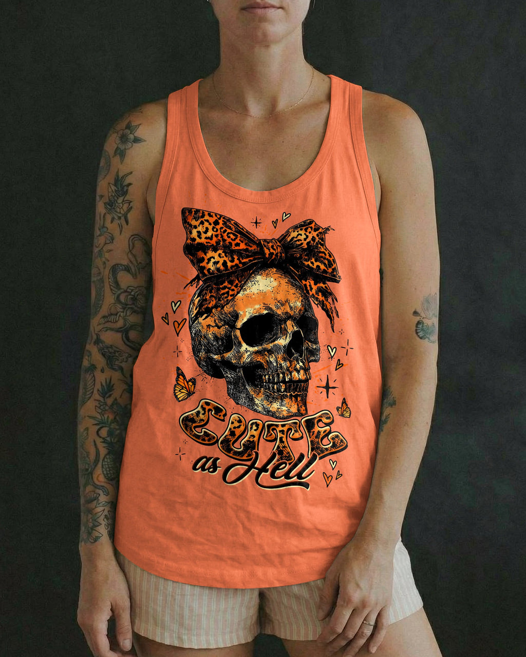 CUTE AS HELL MESSY BUN LEOPARD SKULL ALL OVER PRINT - TLTW3103262