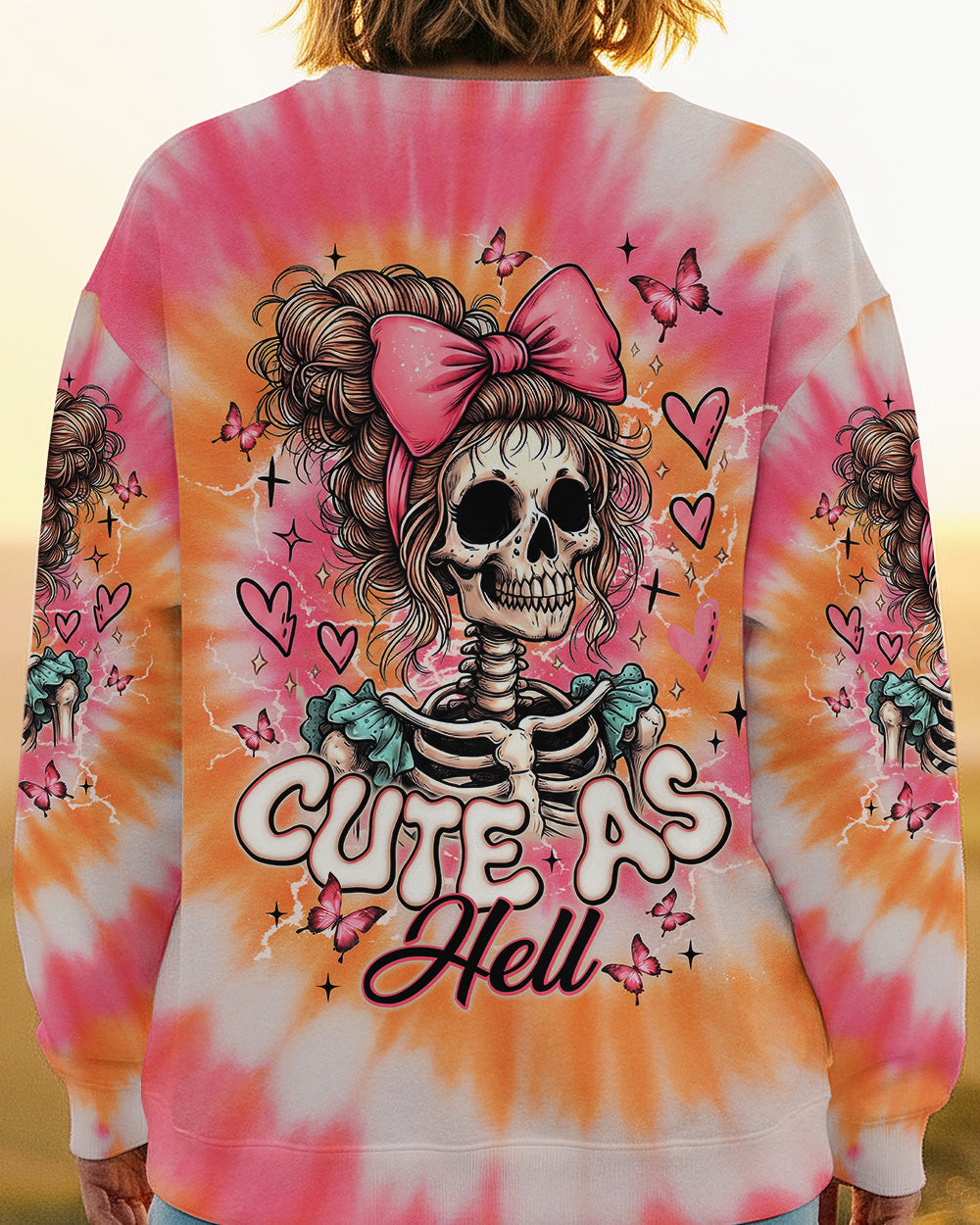 CUTE AS HELL MESSY BUN SKULL ALL OVER PRINT - TLNT1401262