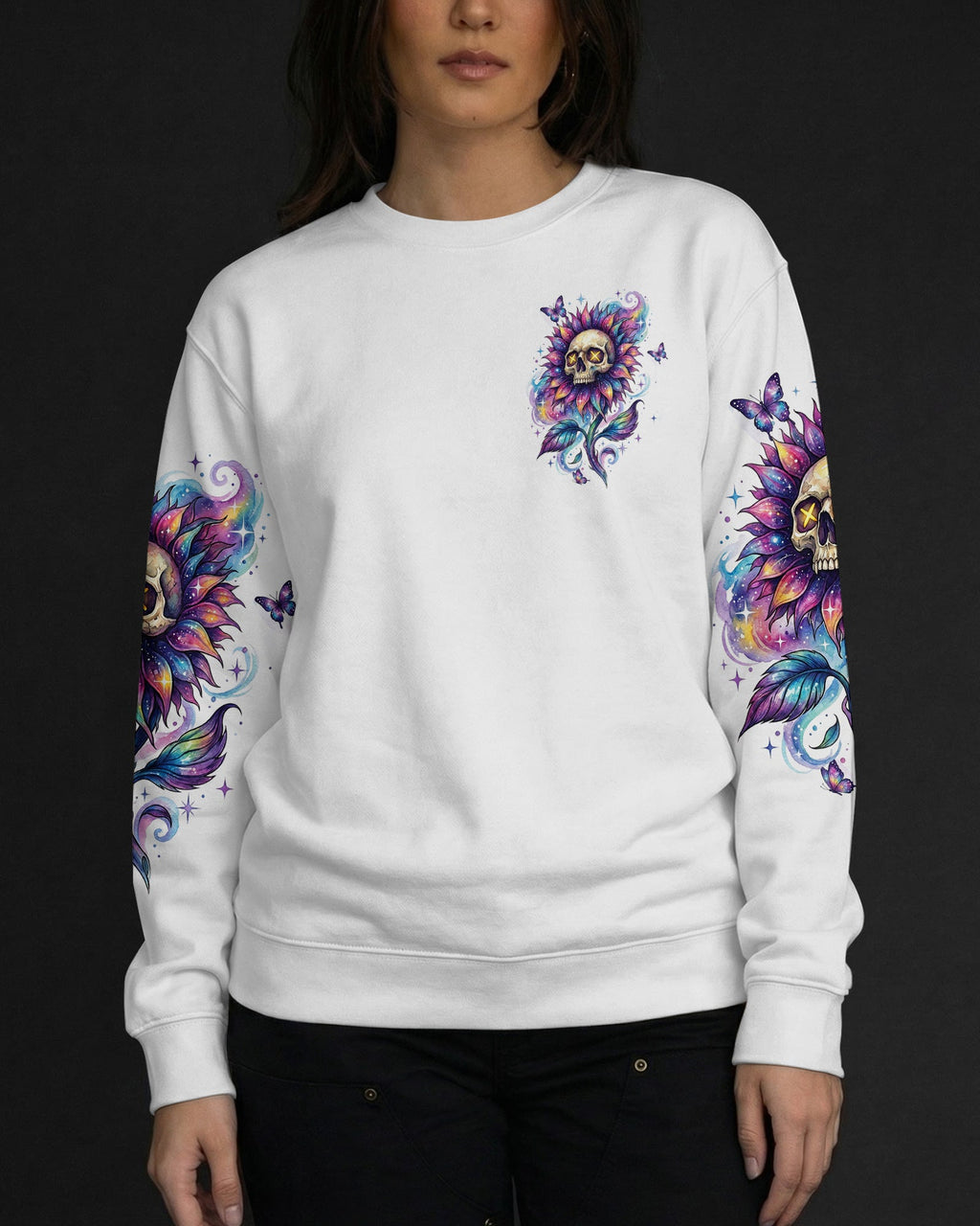 SHE IS SUNSHINE SKULL SUNFLOWERS ALL OVER PRINT  - TLHN1704263