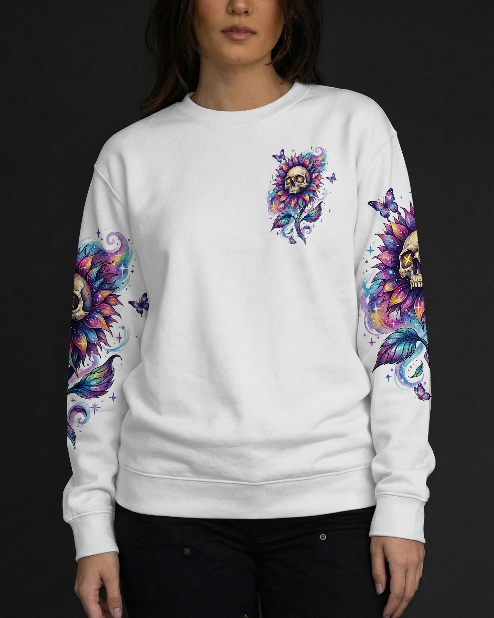 SHE IS SUNSHINE SKULL SUNFLOWERS ALL OVER PRINT  - TLHN1704263
