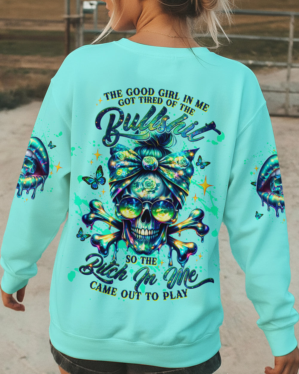 THE GOOD GIRL IN ME MESSY BUN SKULL  ALL OVER PRINT -  TLTW0303263