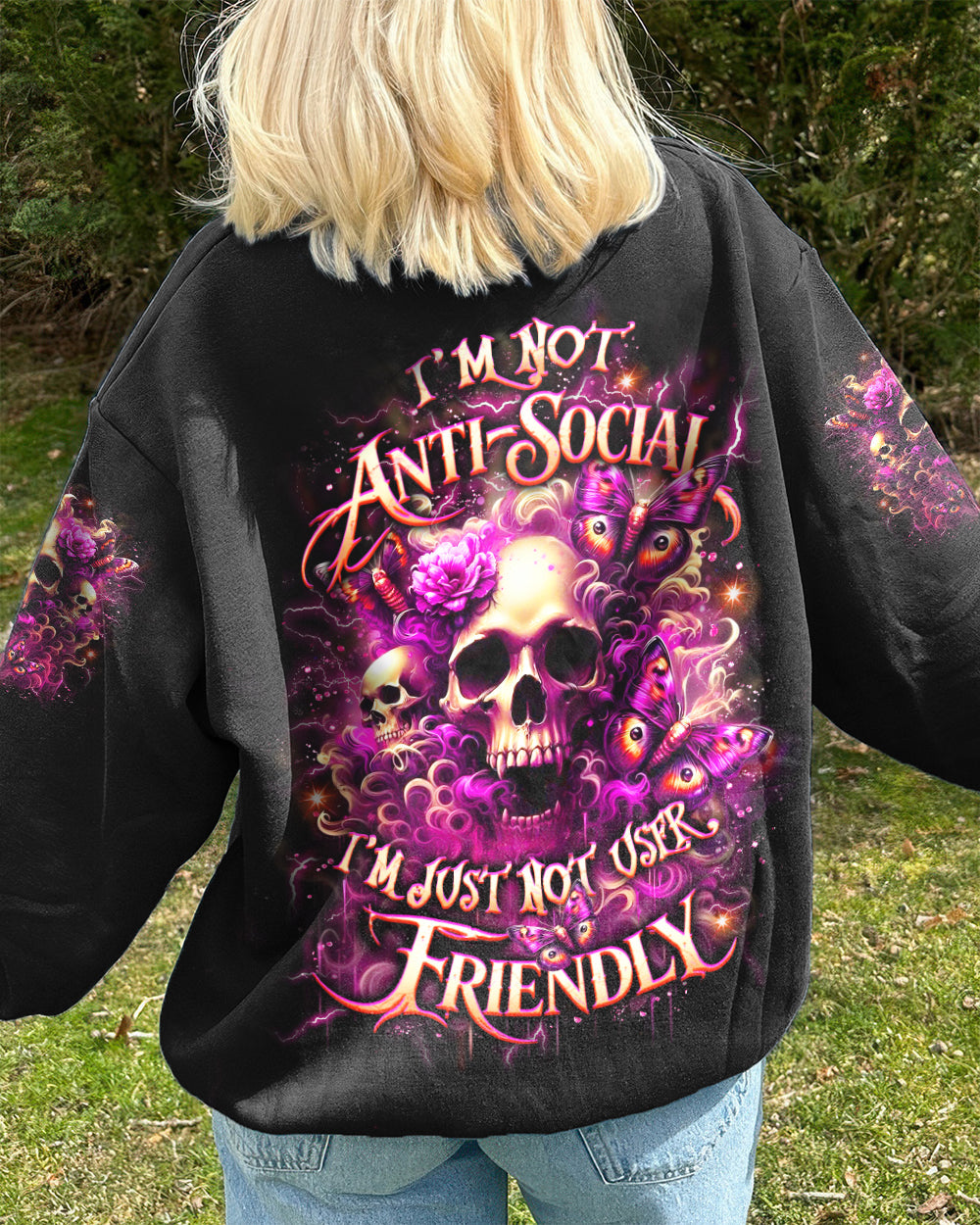 I'M NOT ANTI-SOCIAL SKULL ALL OVER PRINT - YHLT2901261