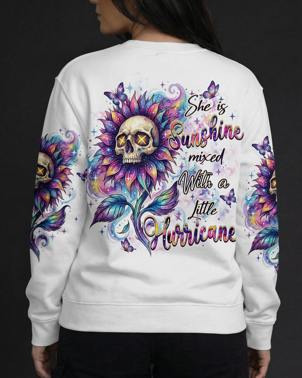 SHE IS SUNSHINE SKULL SUNFLOWERS ALL OVER PRINT  - TLHN1704263