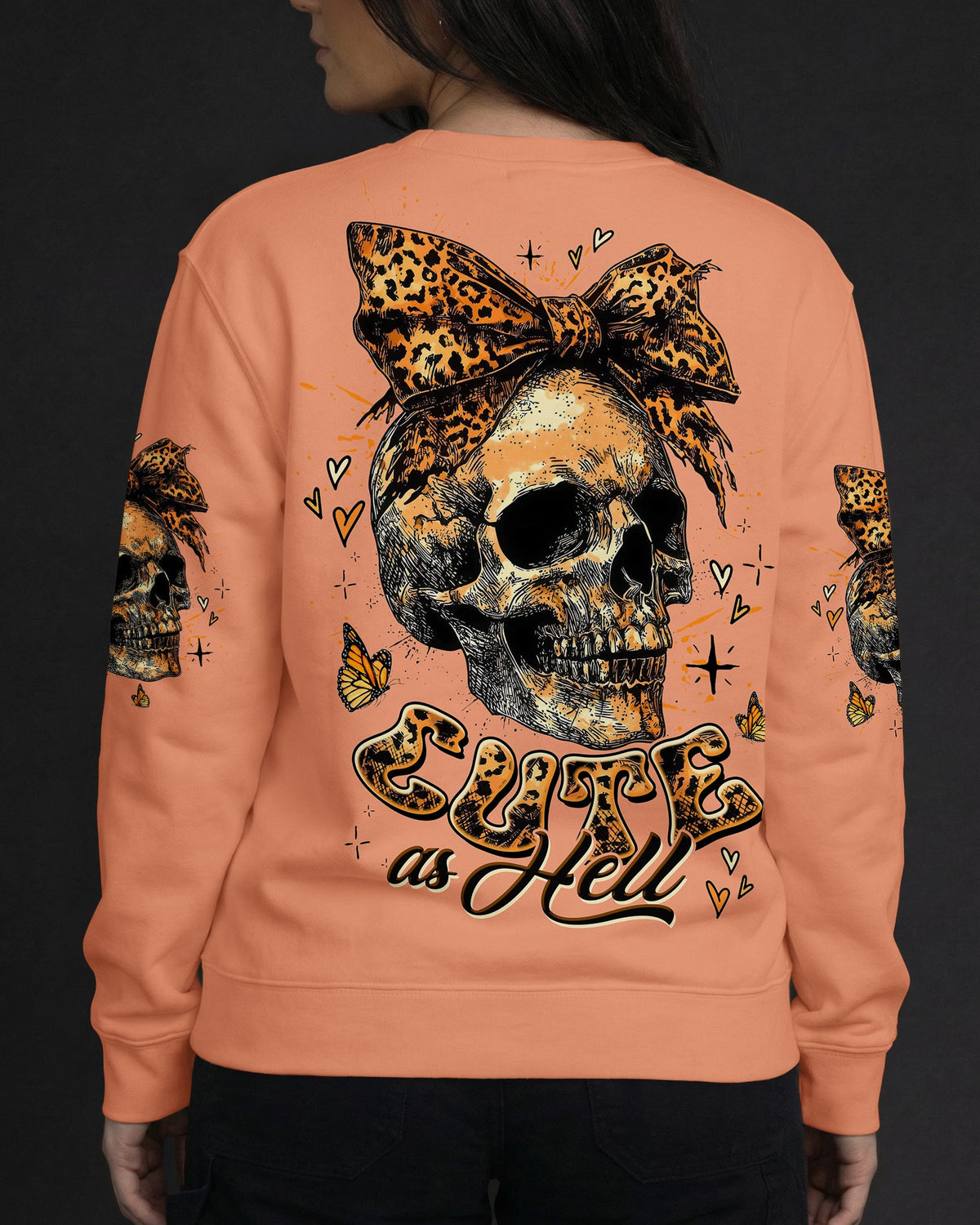 CUTE AS HELL MESSY BUN LEOPARD SKULL ALL OVER PRINT - TLTW3103262
