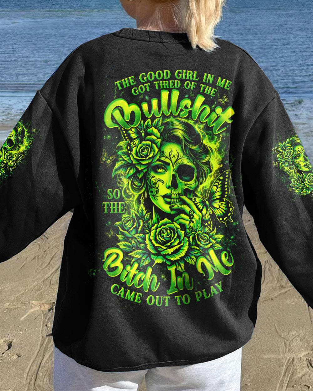 THE GOOD GIRL IN ME SKULL HALF FACE ALL OVER PRINT - TLTW0903262