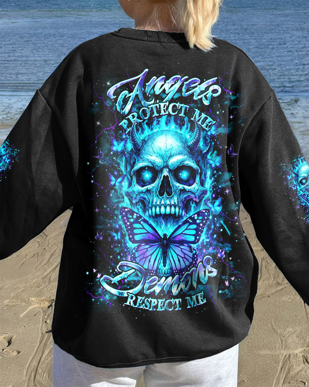 ANGELS PROTECT ME DEMONS RESPECT ME SKULL ALL OVER PRINT  - TLHG1103263