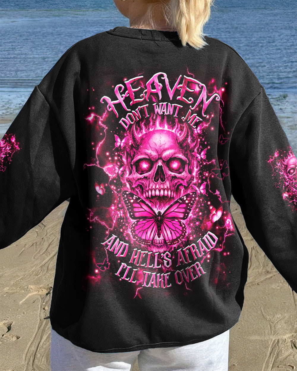 HEAVEN DON'T WANT ME SKULL DEMON ALL OVER PRINT - TLHG1603262