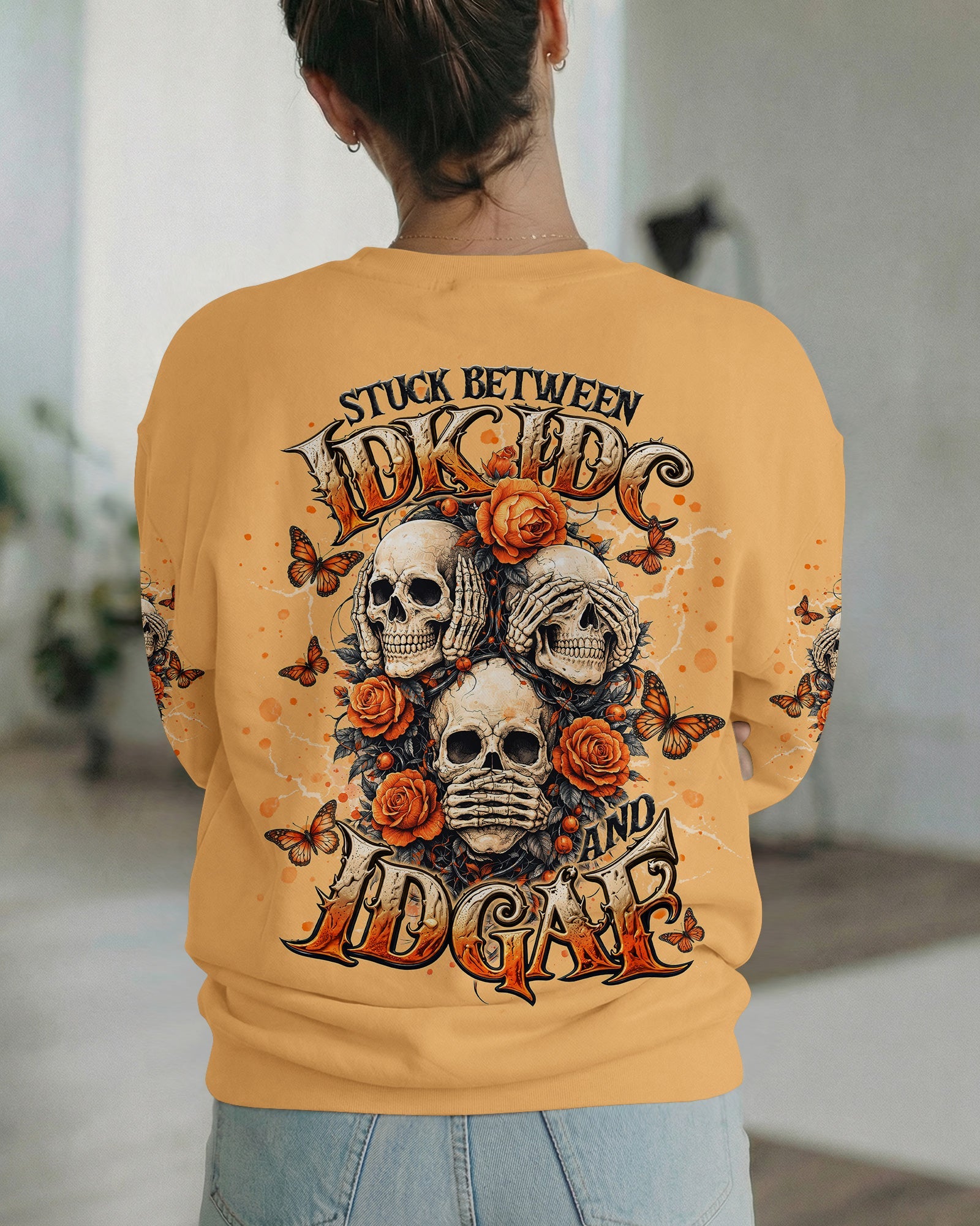 STUCK BETWEEN IDK IDC AND IDGAF SKULL ALL OVER PRINT   - TLNT3103262