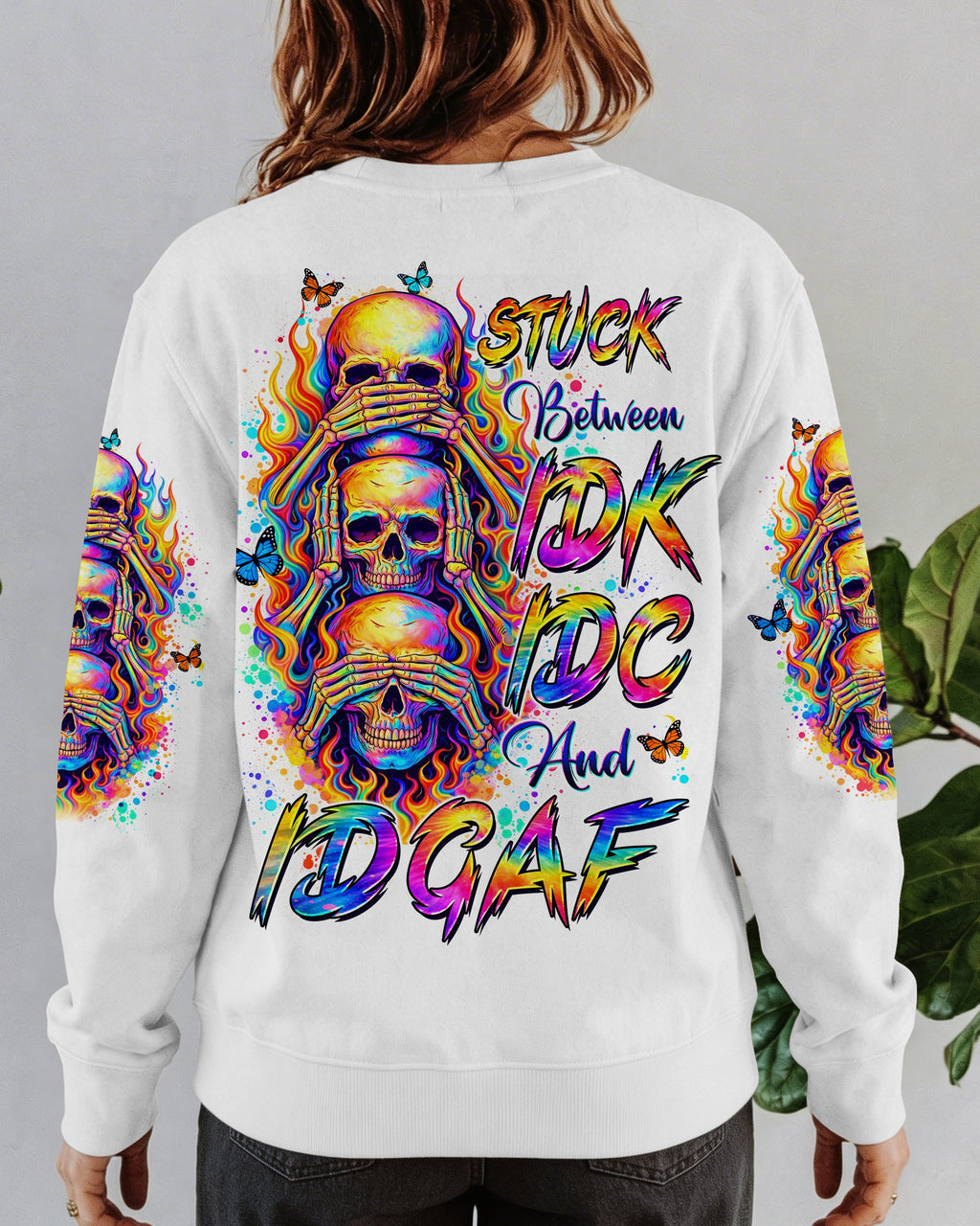 STUCK BETWEEN IDK IDC AND IDGAF SKULL ALL OVER PRINT   - TLTW3003262