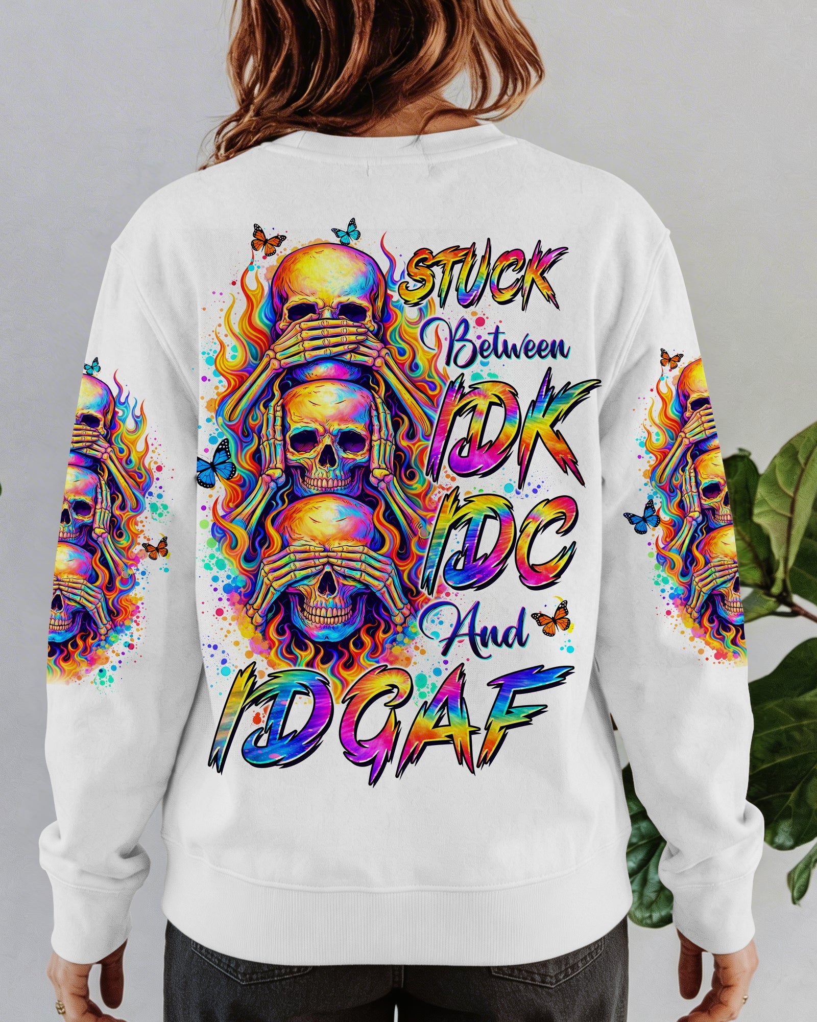 STUCK BETWEEN IDK IDC AND IDGAF SKULL ALL OVER PRINT   - TLTW3003262