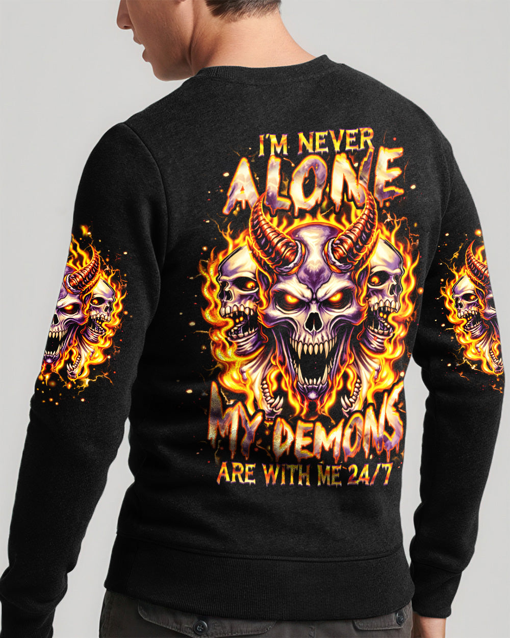 I'M NEVER ALONE MY DEMONS ARE WITH ME 24/7 ALL OVER PRINT  - TLHN1103263