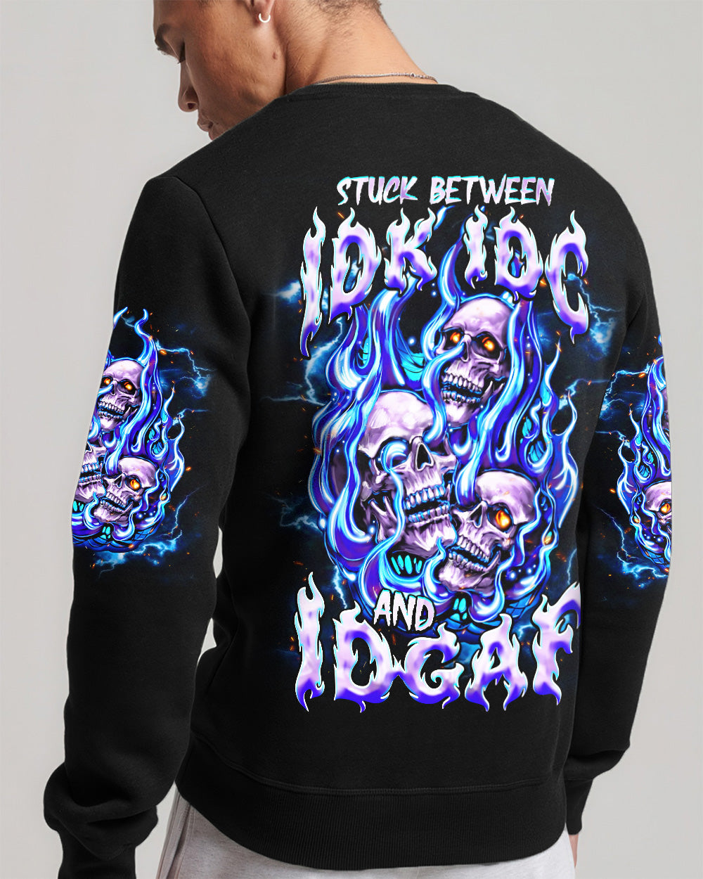 STUCK BETWEEN IDK IDC AND IDGAF SKULL ALL OVER PRINT - TLNT2105262