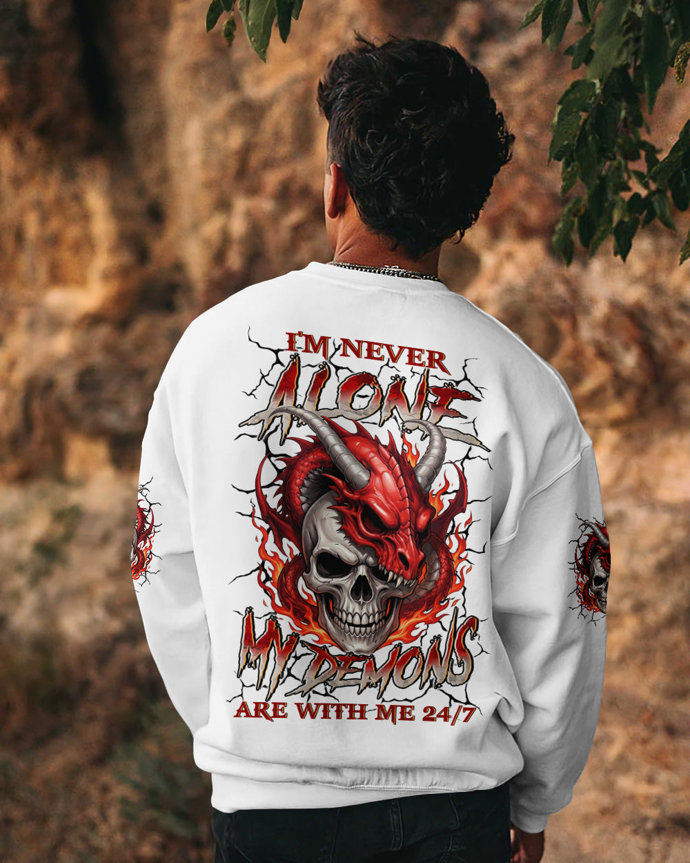 I'M NEVER ALONE MY DEMONS ARE WITH ME 24/7 DRAGON ALL OVER PRINT - TYLN1404261