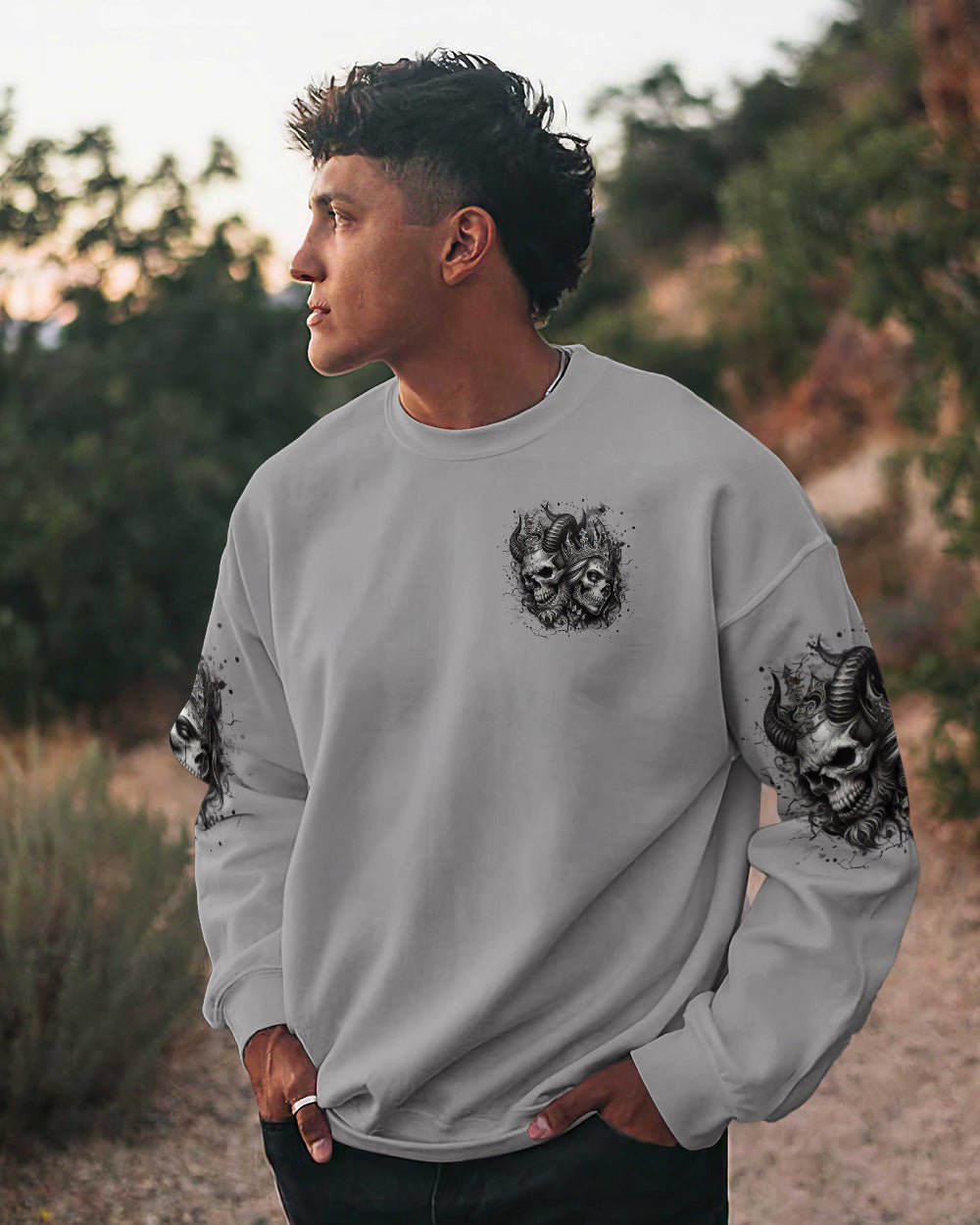TILL DEATH DO US PART COUPLE SKULL ALL OVER PRINT - TLHN0403261