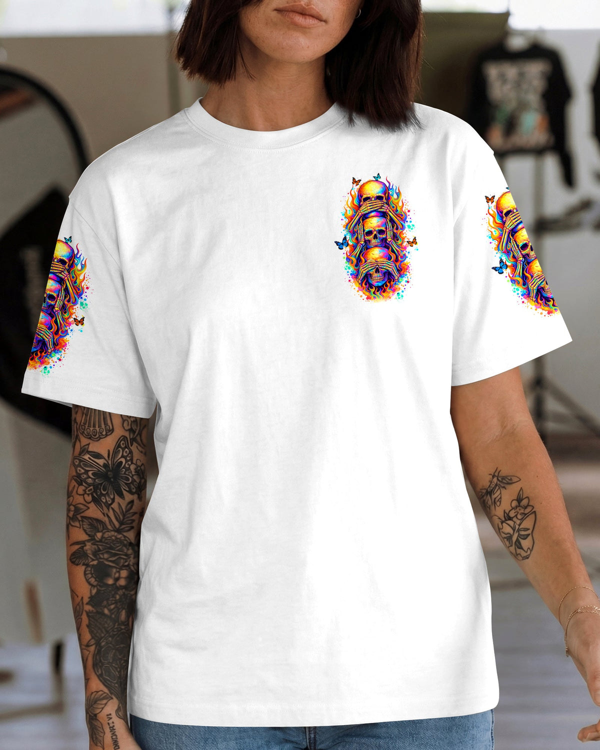 STUCK BETWEEN IDK IDC AND IDGAF SKULL ALL OVER PRINT   - TLTW3003262