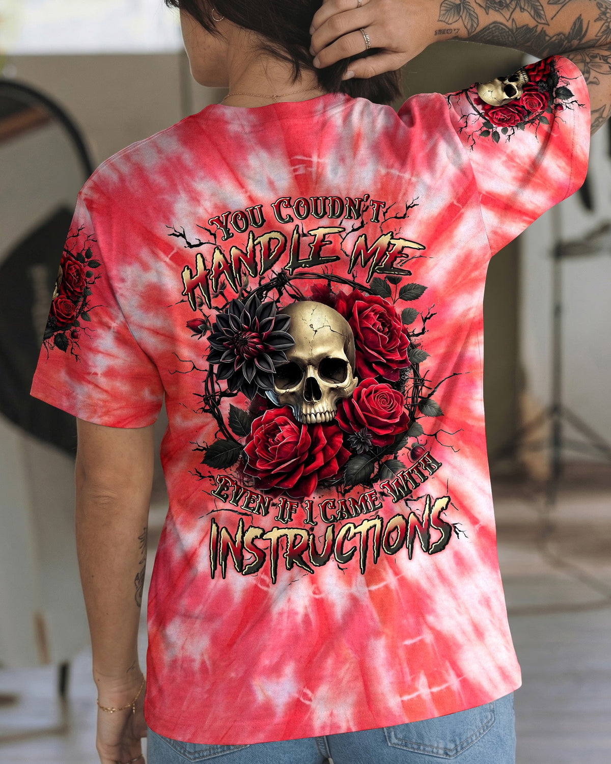 YOU COULDN'T HANDLE ME SKULL ROSES ALL OVER PRINT - TYLN0304262
