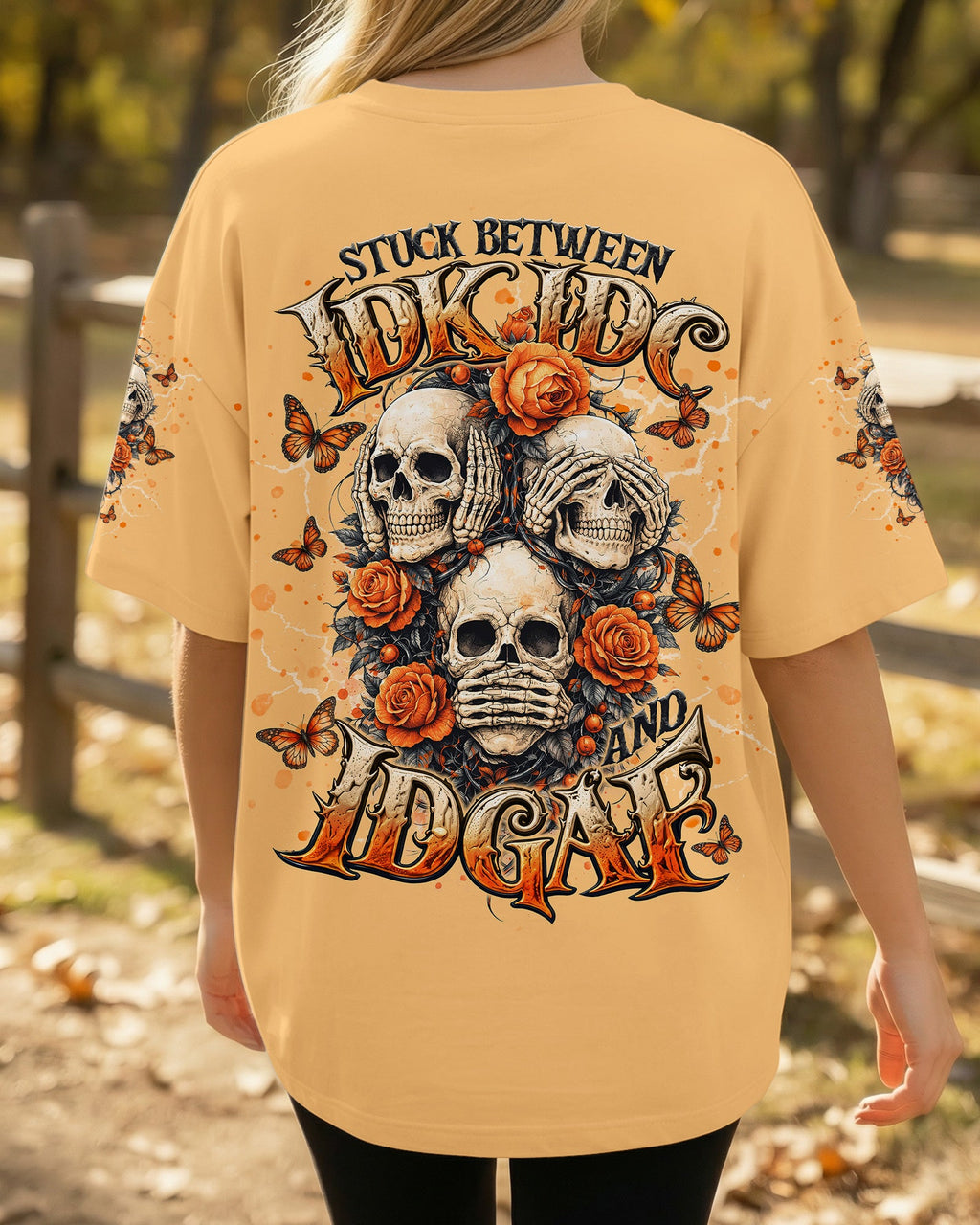STUCK BETWEEN IDK IDC AND IDGAF SKULL ALL OVER PRINT   - TLNT3103262