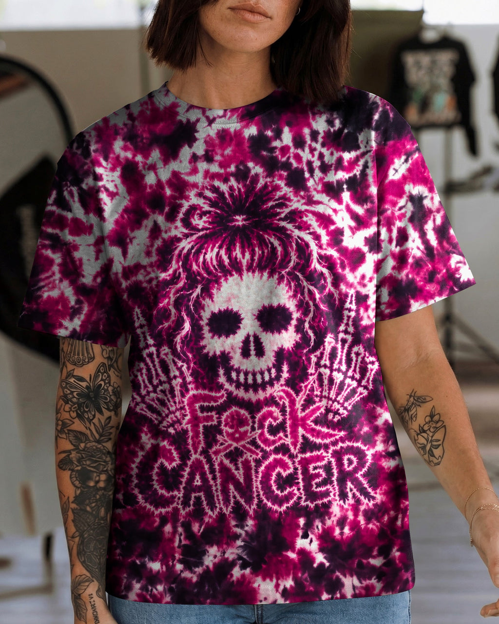 FCKS CANCER HIDDEN SKULL ALL OVER PRINT - RI0207261