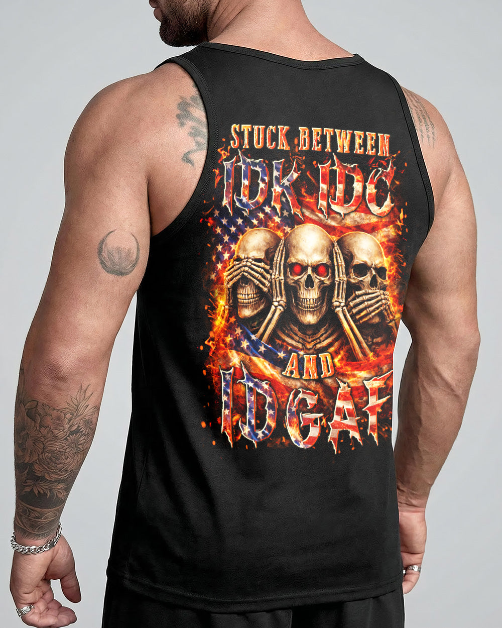 STUCK BETWEEN IDK IDC AND IDGAF SKULL ALL OVER PRINT - YHLN2302261