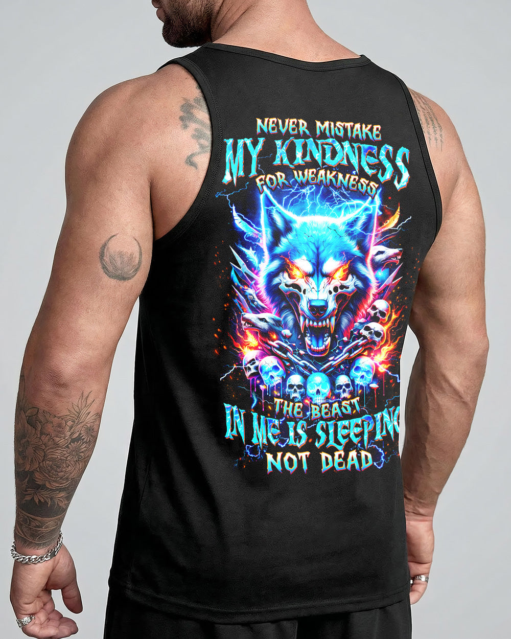 NEVER MISTAKE MY KINDNESS WOLF SKULL ALL OVER PRINT - TLTW1704263
