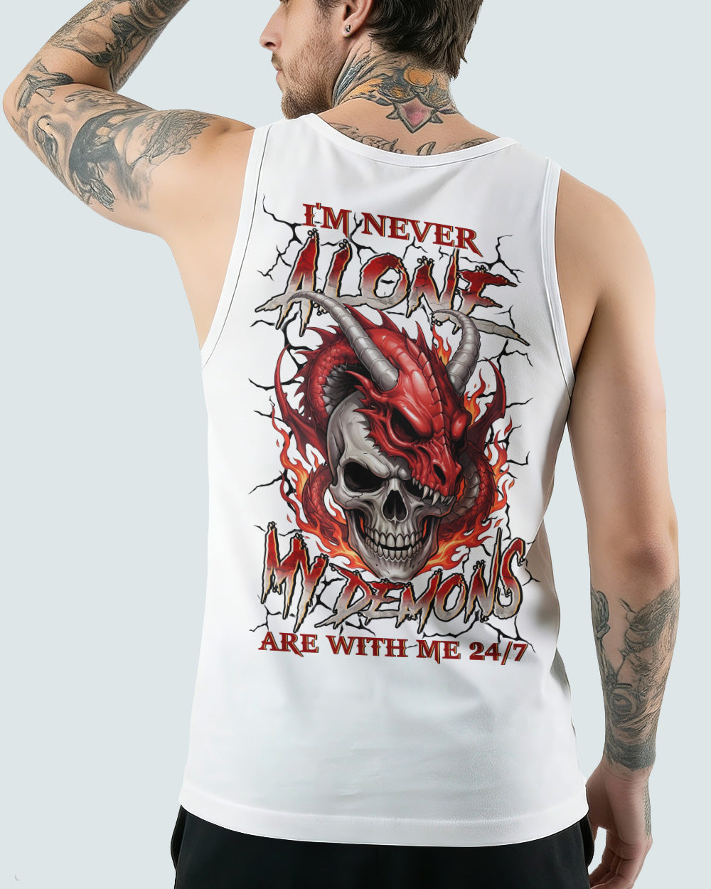 I'M NEVER ALONE MY DEMONS ARE WITH ME 24/7 DRAGON ALL OVER PRINT - TYLN1404261