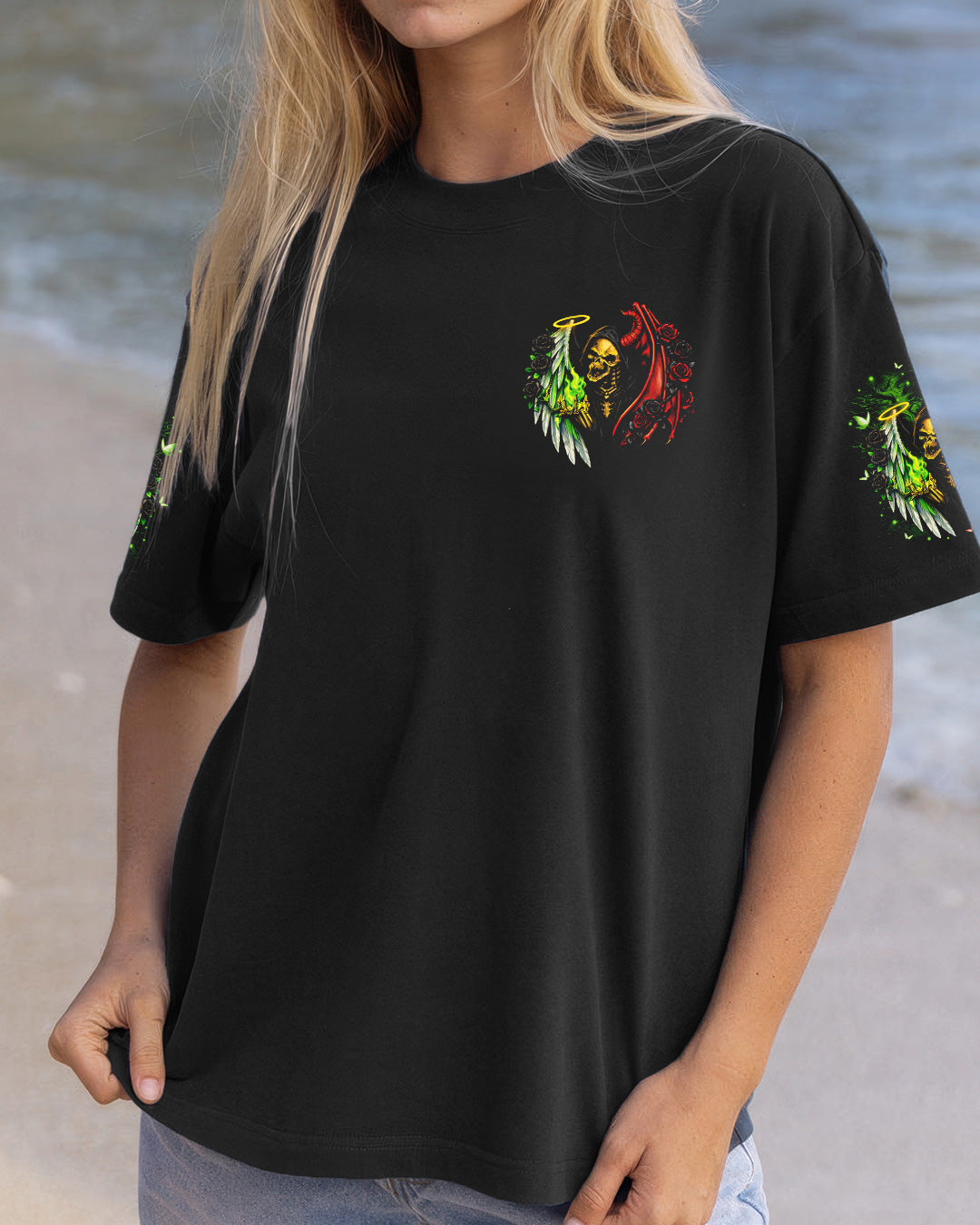 ANGELS PROTECT ME DEMONS RESPECT ME SKULL ALL OVER PRINT  - TLNO2703262