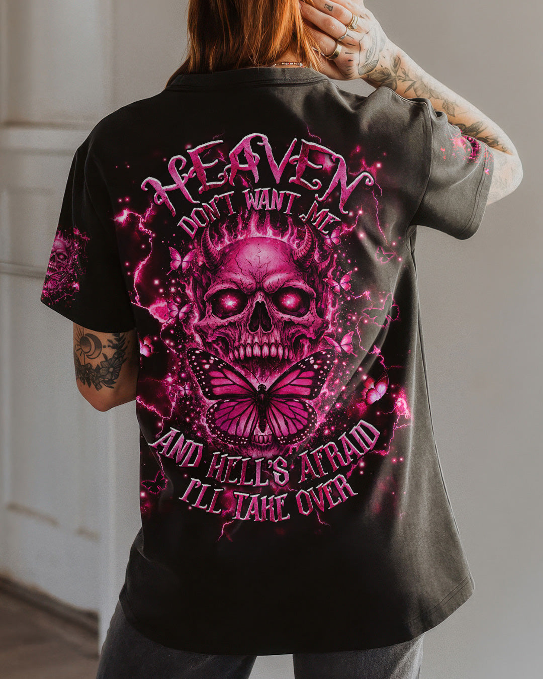 HEAVEN DON'T WANT ME SKULL DEMON ALL OVER PRINT - TLHG1603262