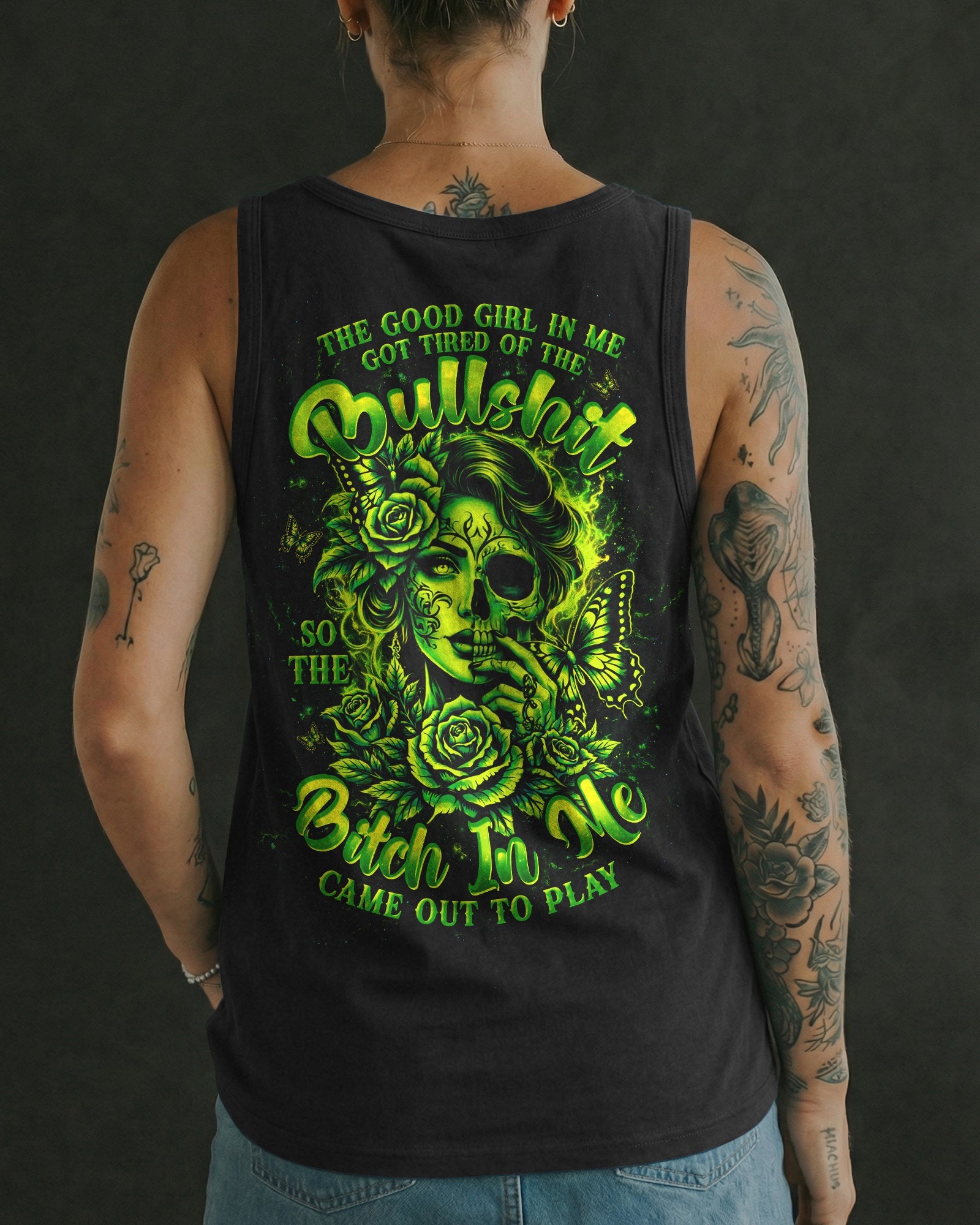 THE GOOD GIRL IN ME SKULL HALF FACE ALL OVER PRINT - TLTW0903262