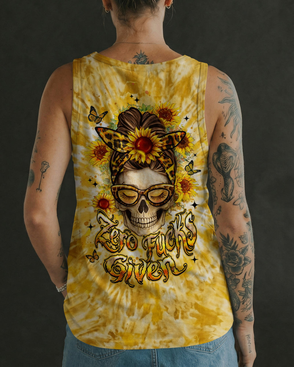 ZERO F GIVEN SUNFLOWER MESSY BUN SKULL ALL OVER PRINT  - TLHN1604263