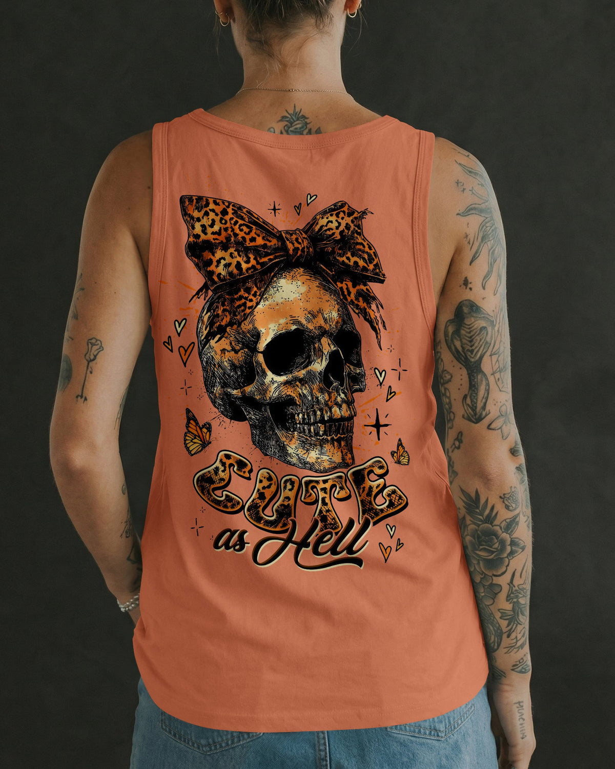 CUTE AS HELL MESSY BUN LEOPARD SKULL ALL OVER PRINT - TLTW3103262