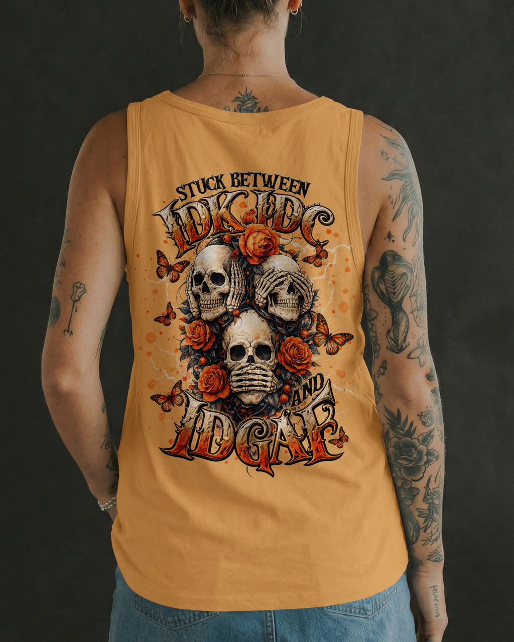 STUCK BETWEEN IDK IDC AND IDGAF SKULL ALL OVER PRINT   - TLNT3103262