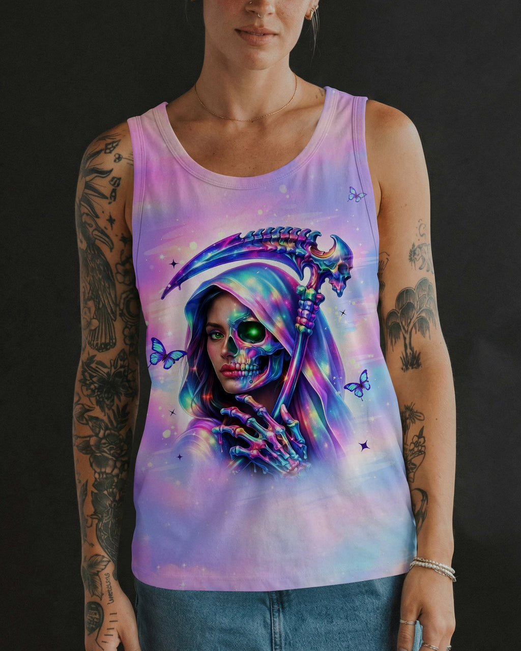 DON'T TRY TO FIGURE ME OUT SKULL LADY ALL OVER PRINT - TLHN0603262