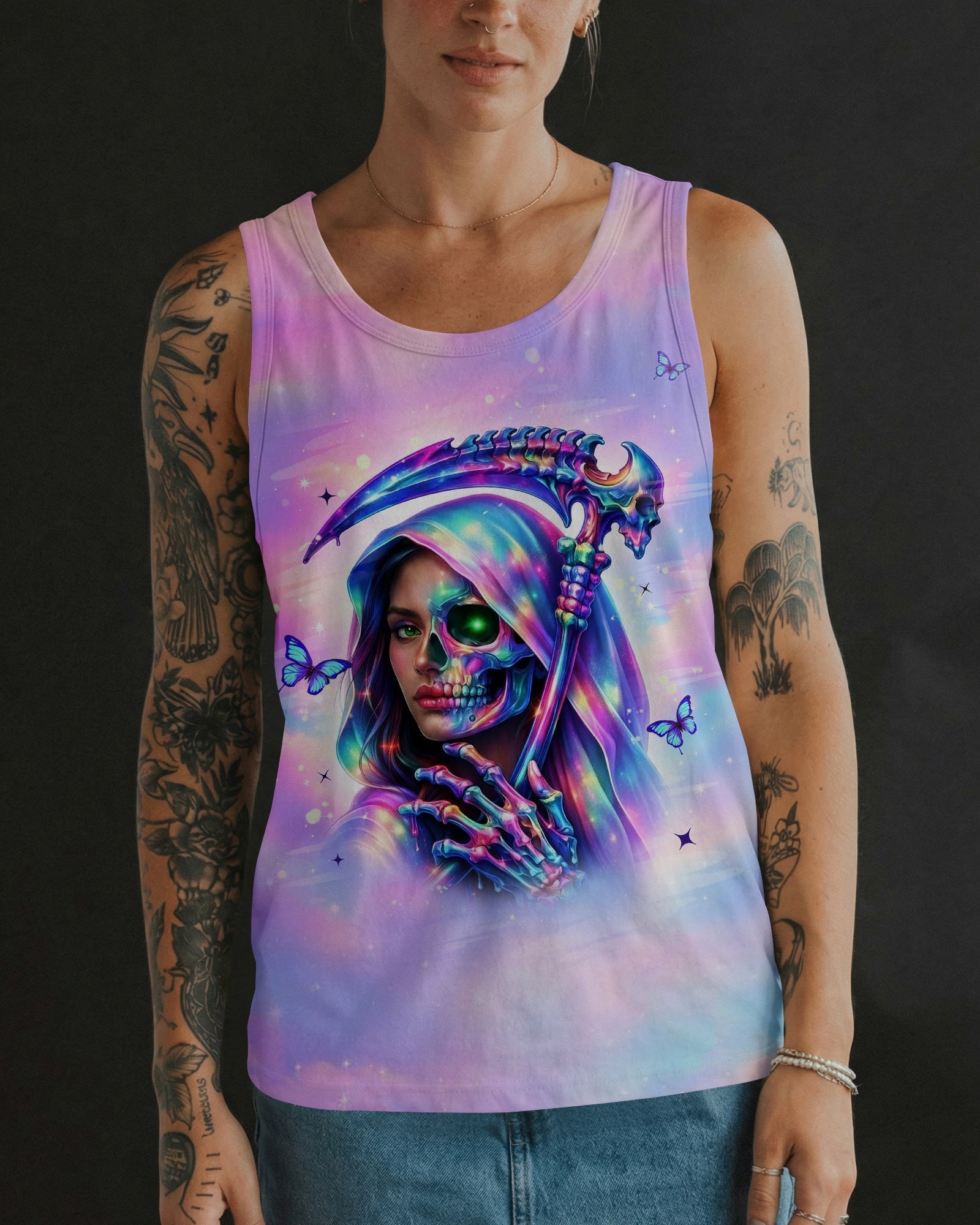 DON'T TRY TO FIGURE ME OUT SKULL LADY ALL OVER PRINT - TLHN0603262