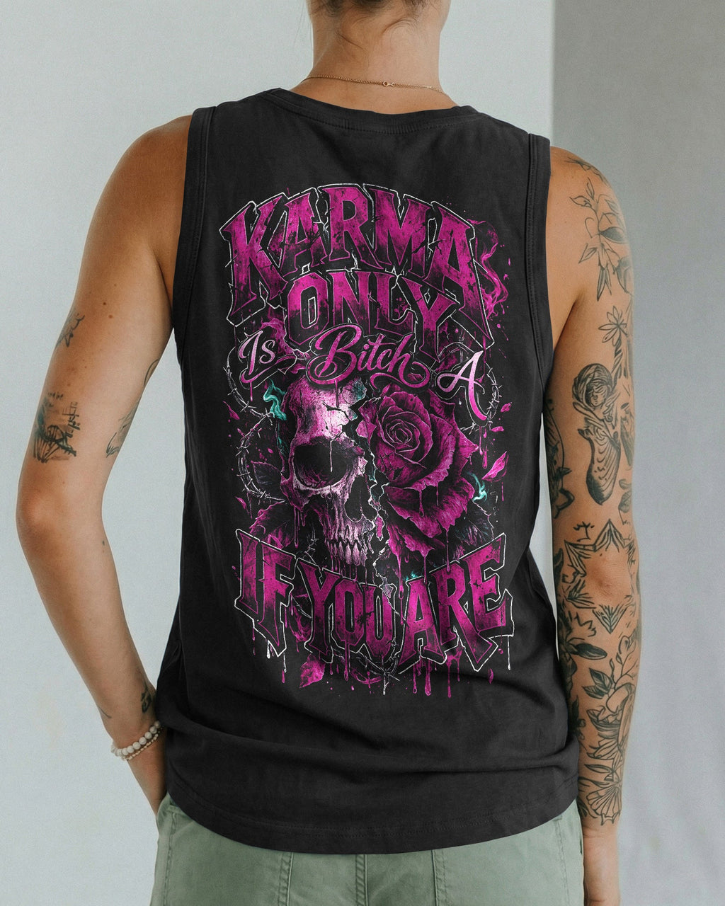 KARMA IS ONLY A B IF YOU ARE ROSE SKULL ALL OVER PRINT - TLNO1103262