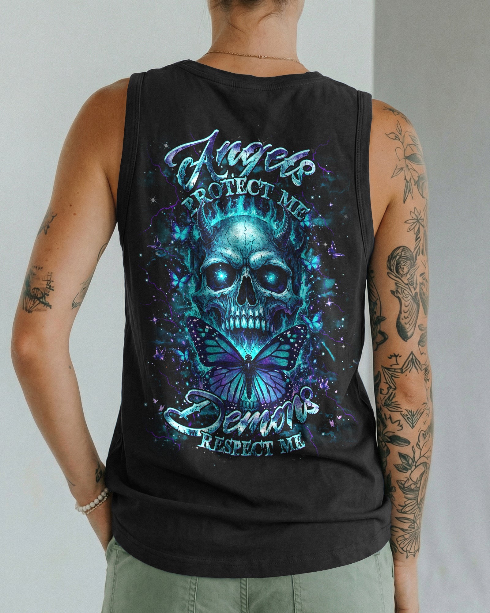 ANGELS PROTECT ME DEMONS RESPECT ME SKULL ALL OVER PRINT  - TLHG1103263