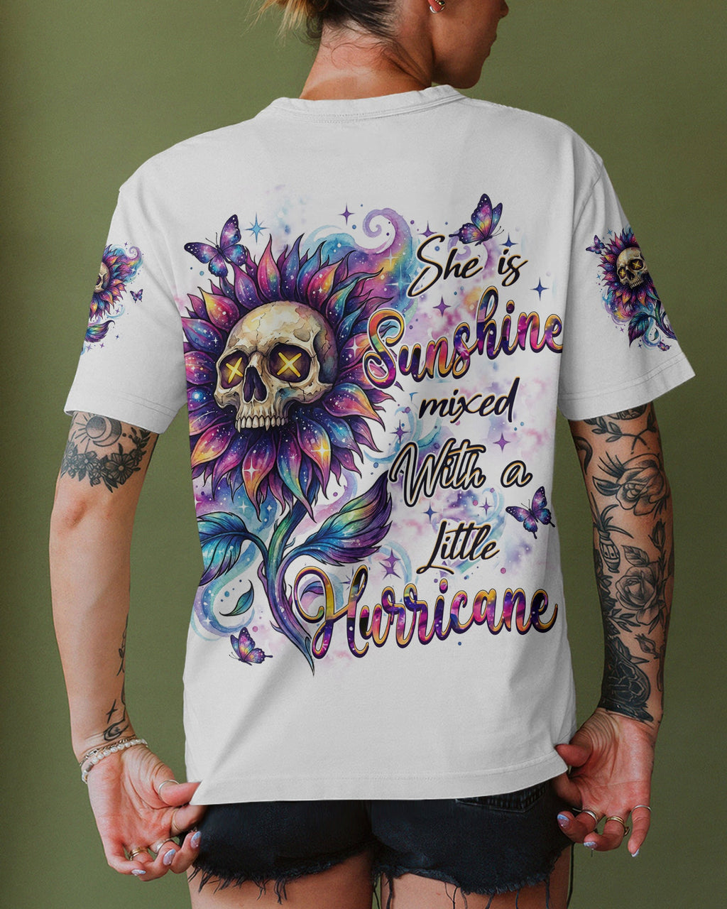 SHE IS SUNSHINE SKULL SUNFLOWERS ALL OVER PRINT  - TLHN1704263