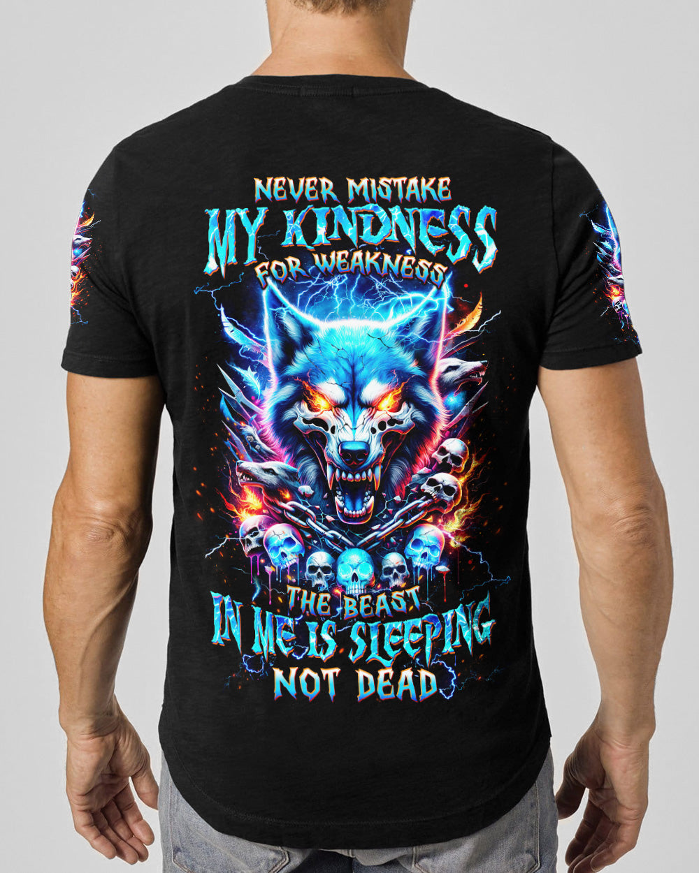 NEVER MISTAKE MY KINDNESS WOLF SKULL ALL OVER PRINT - TLTW1704263