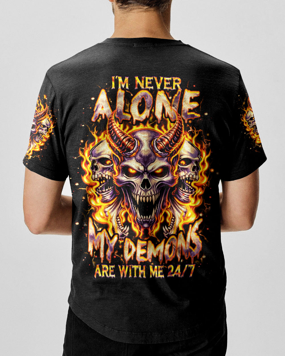 I'M NEVER ALONE MY DEMONS ARE WITH ME 24/7 ALL OVER PRINT  - TLHN1103263