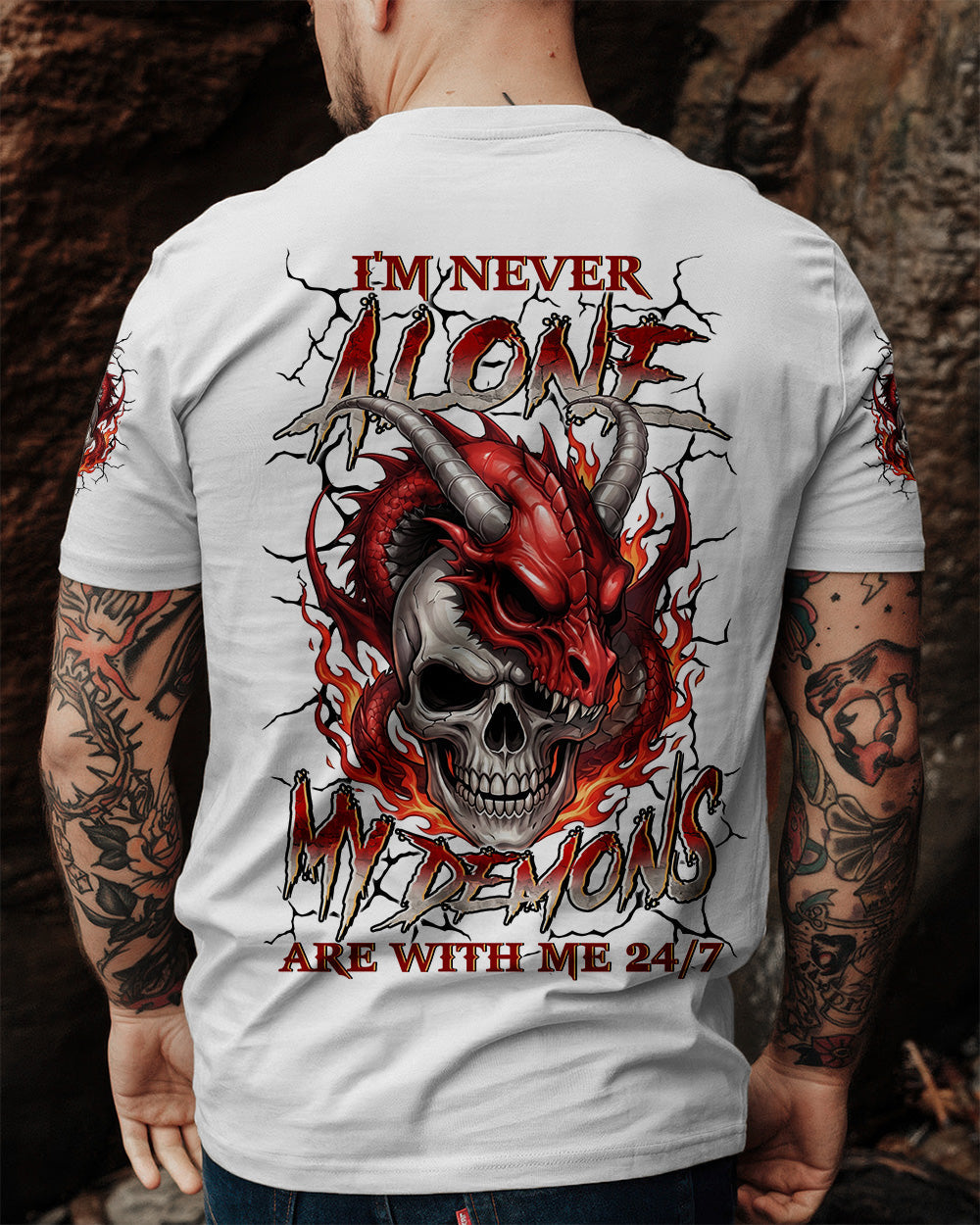 I'M NEVER ALONE MY DEMONS ARE WITH ME 24/7 DRAGON ALL OVER PRINT - TYLN1404261