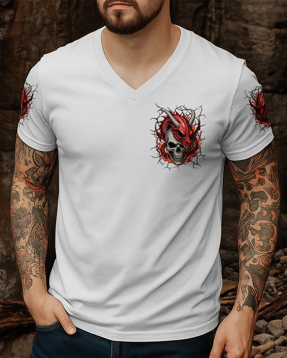 I'M NEVER ALONE MY DEMONS ARE WITH ME 24/7 DRAGON ALL OVER PRINT - TYLN1404261