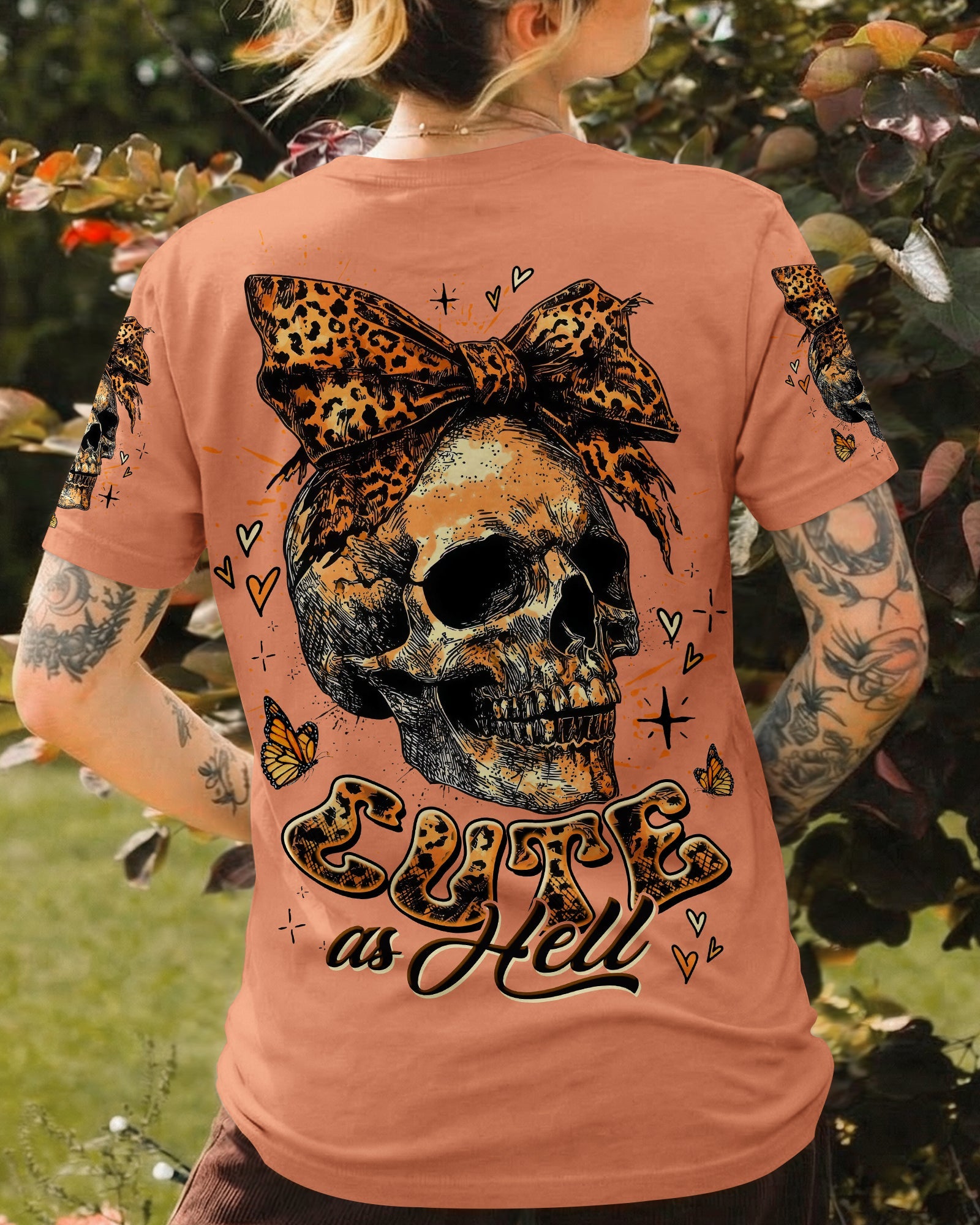 CUTE AS HELL MESSY BUN LEOPARD SKULL ALL OVER PRINT - TLTW3103262