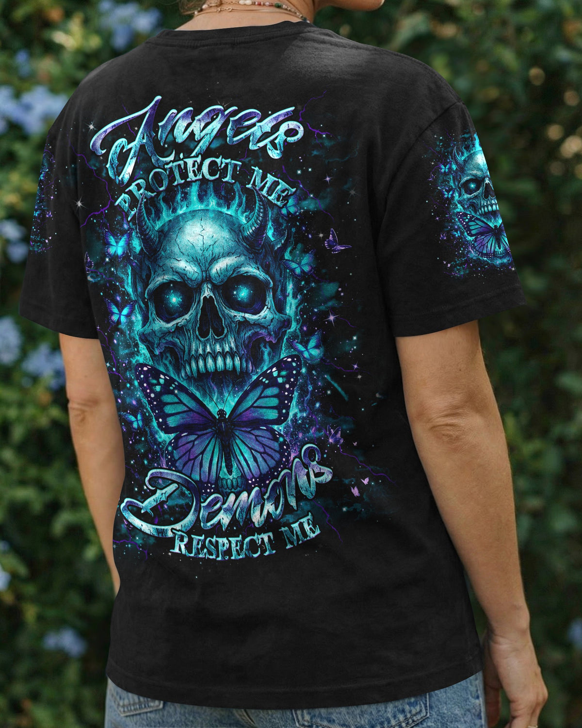 ANGELS PROTECT ME DEMONS RESPECT ME SKULL ALL OVER PRINT  - TLHG1103263