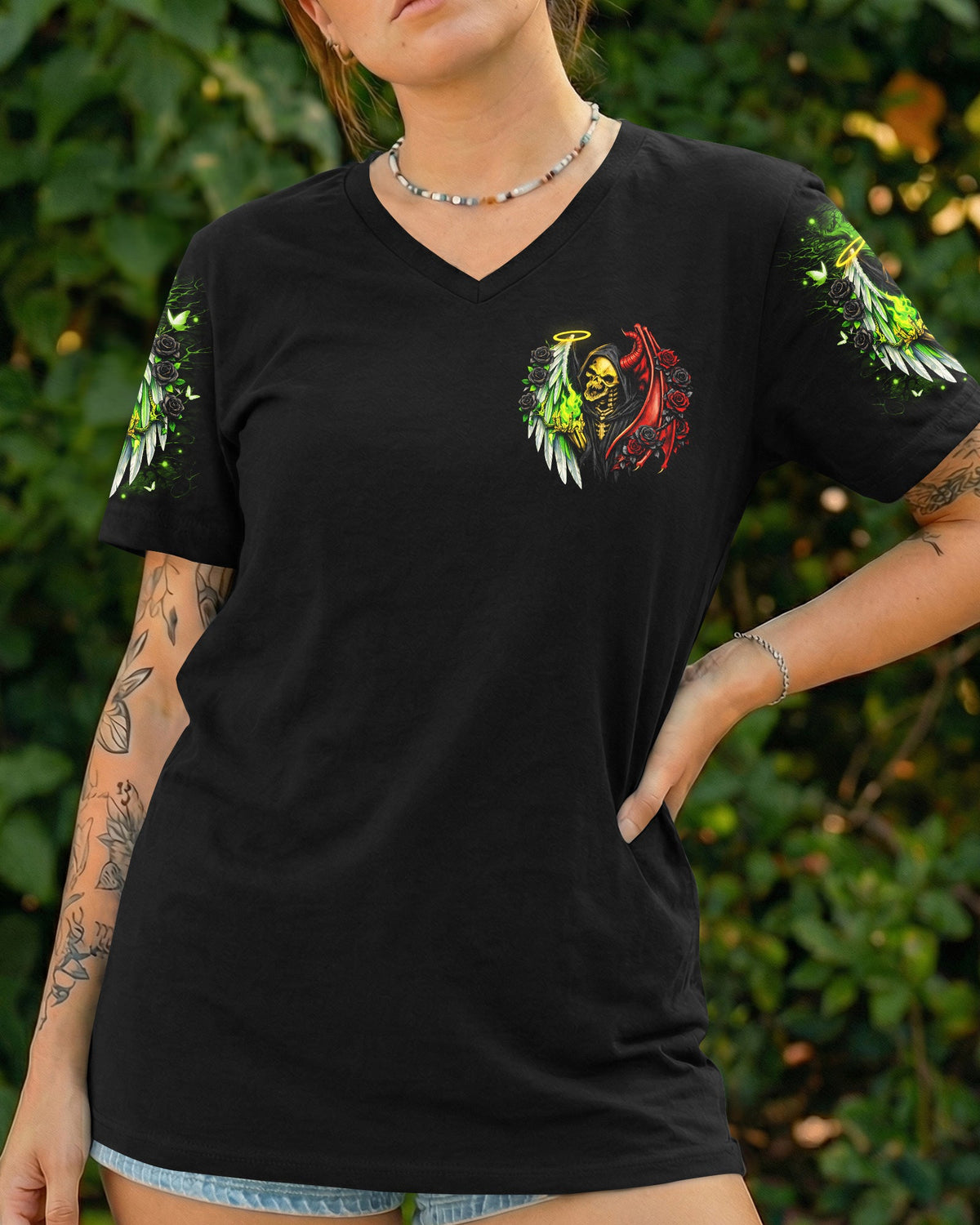 ANGELS PROTECT ME DEMONS RESPECT ME SKULL ALL OVER PRINT  - TLNO2703262