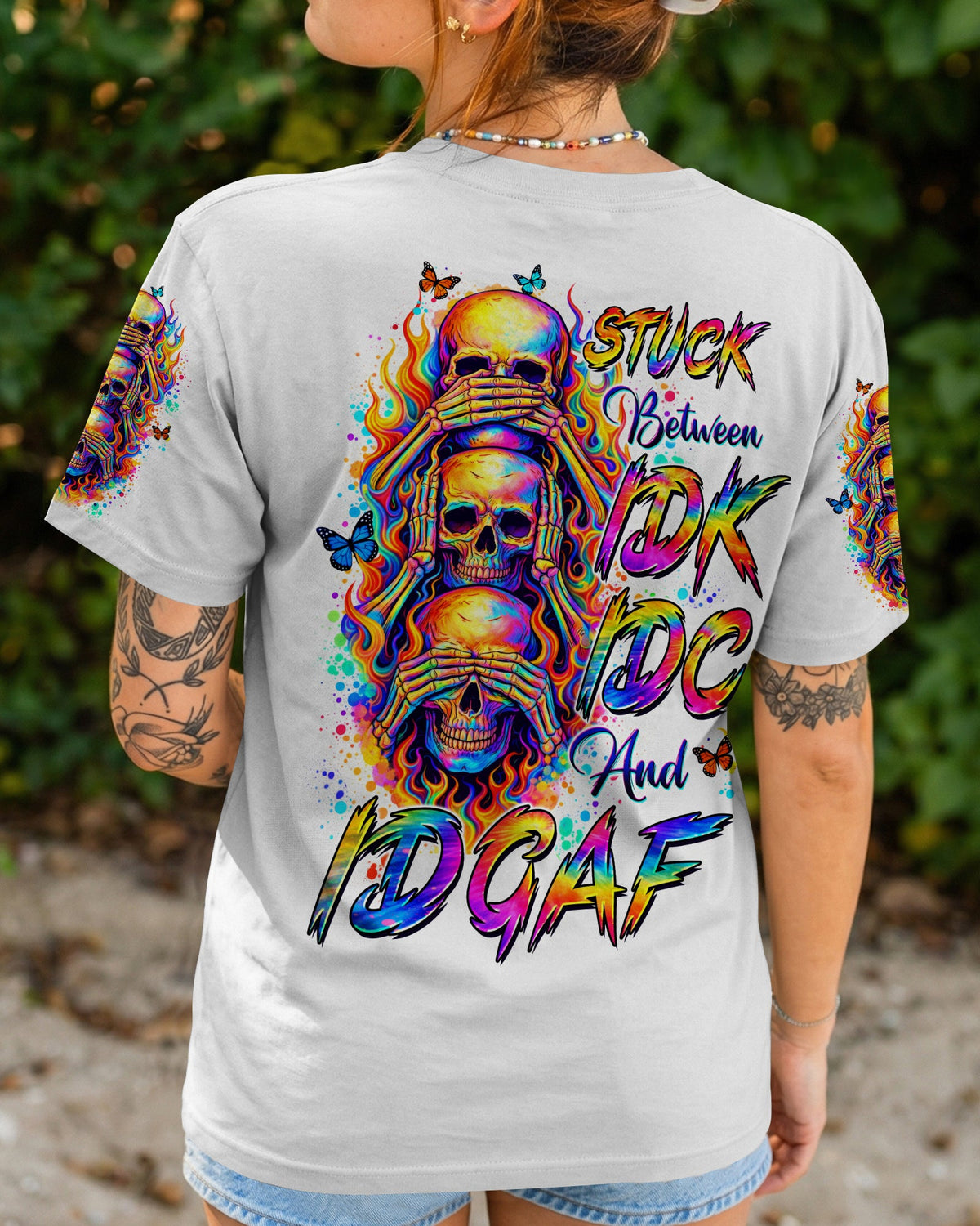 STUCK BETWEEN IDK IDC AND IDGAF SKULL ALL OVER PRINT   - TLTW3003262