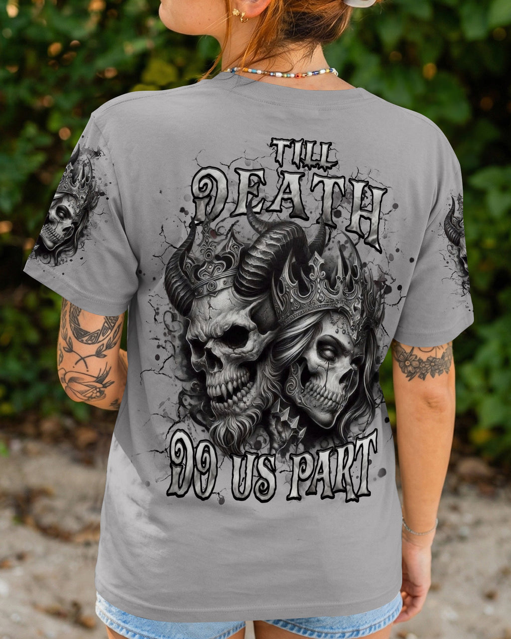 TILL DEATH DO US PART COUPLE SKULL ALL OVER PRINT - TLHN0403261